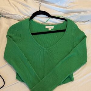La Hearts Green V-Neck Sweater